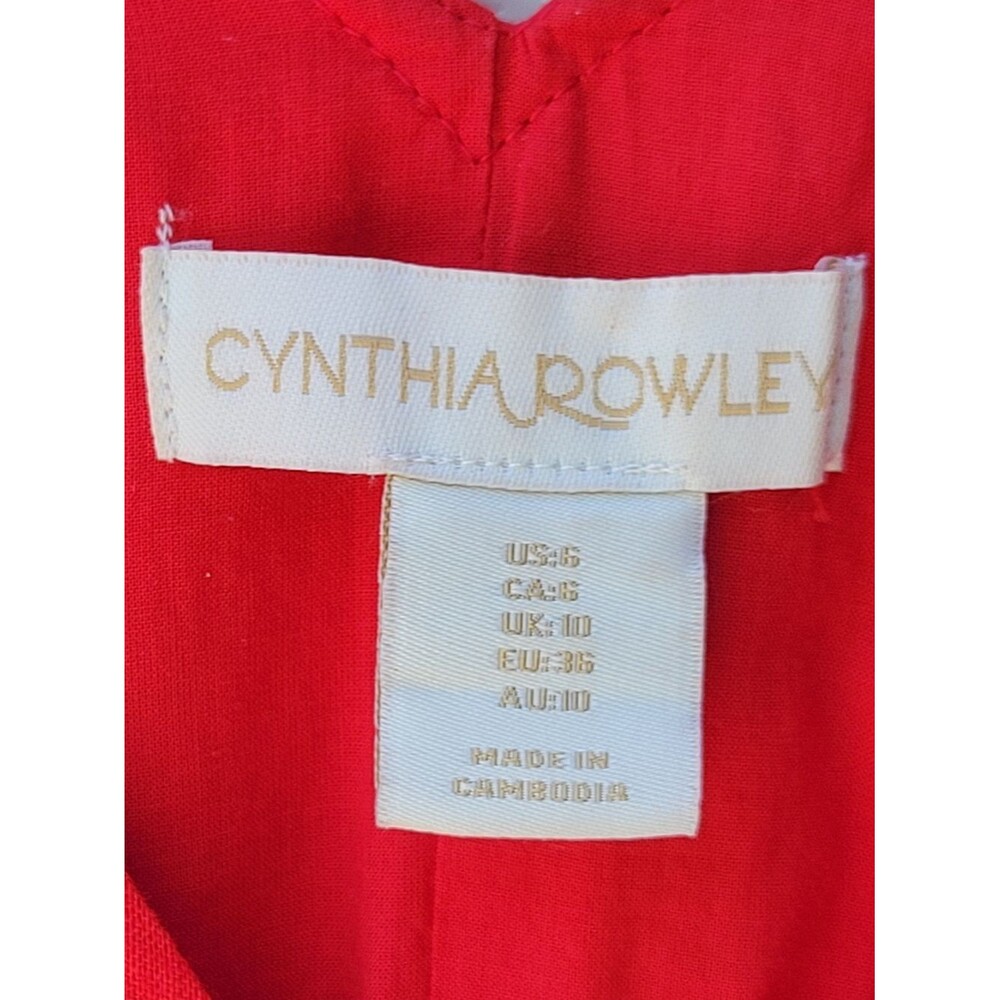 Cynthia Rowley Red V-Neck Midi Dress Women US 6. - Picture 7 of 7
